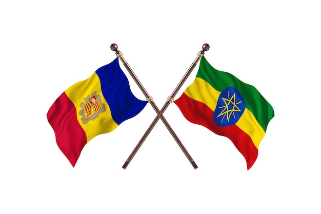 Andorra frente a Etiopía dos países banderas fondo