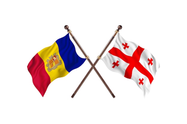 Andorra gegen Georgien zwei Länder Flaggen Hintergrund