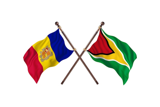 Andorra gegen Guyana Zwei Länder Flaggen Hintergrund