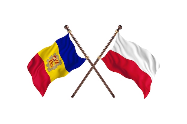 Andorra gegen Polen Zwei Länder Flaggen Hintergrund