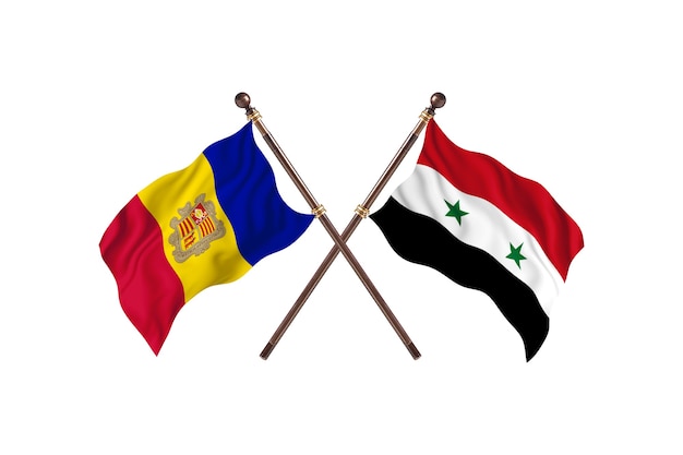 Andorra gegen Syrien zwei Länder Flaggen Hintergrund