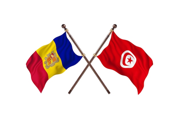 Andorra gegen Tunesien zwei Länder Flaggen Hintergrund