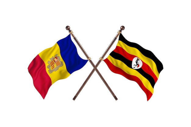 Andorra gegen Uganda zwei Länderflaggen Hintergrund