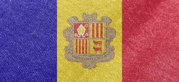 Andorra-Stoff Flaggen-Baumwollmaterial breite Flaggen Tapete-farbiger Stoff Andorra-Flaggenhintergrund