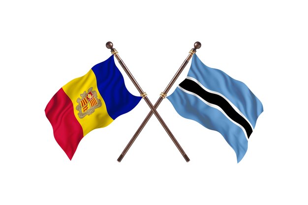 Andorra versus Botswana Fundo das bandeiras de dois países
