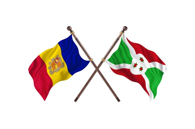 Andorra versus burundi fundo de bandeiras de dois países