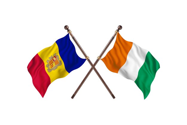 Andorra versus Costa do Marfim Fundo das bandeiras de dois países