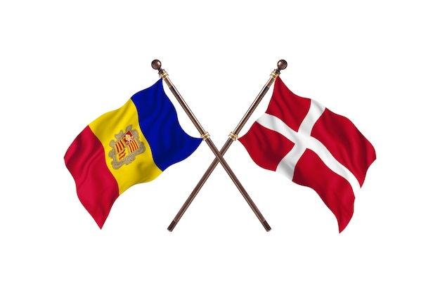 Andorra versus Dinamarca Fundo de bandeiras de dois países