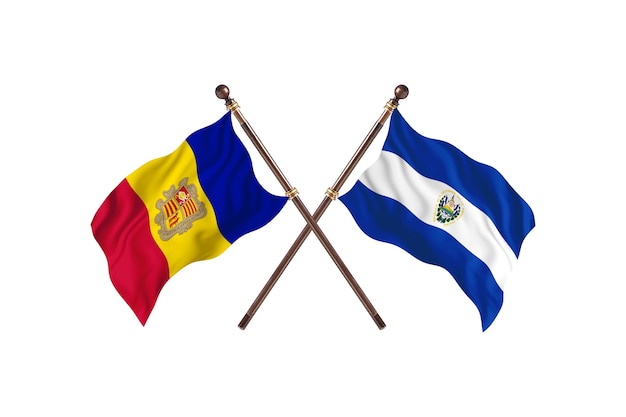 Andorra versus El Salvador Fundo de bandeiras de dois países