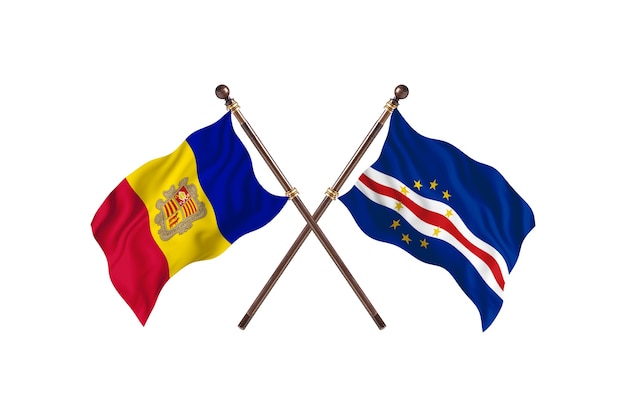 Andorra versus fondo de banderas de dos países de Cabo Verde