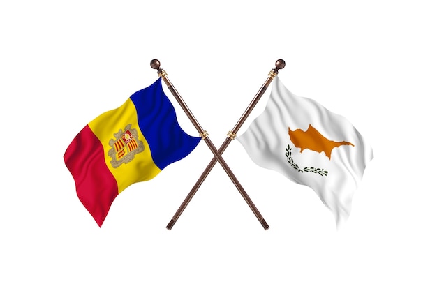 Andorra versus fondo de banderas de dos países de Chipre