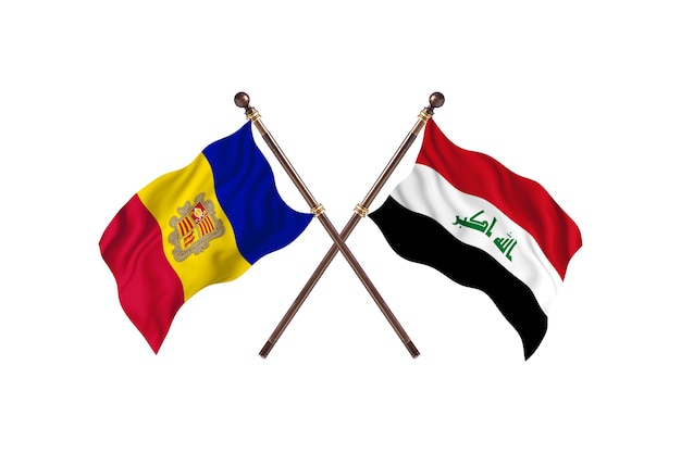 Andorra versus fondo de banderas de dos países de Irak