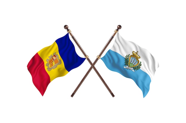 Andorra versus fondo de banderas de dos países de San Marino