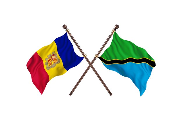 Andorra versus fondo de banderas de dos países de Tanzania