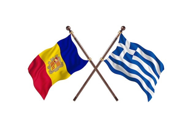 Andorra versus Grécia Fundo de bandeiras de dois países