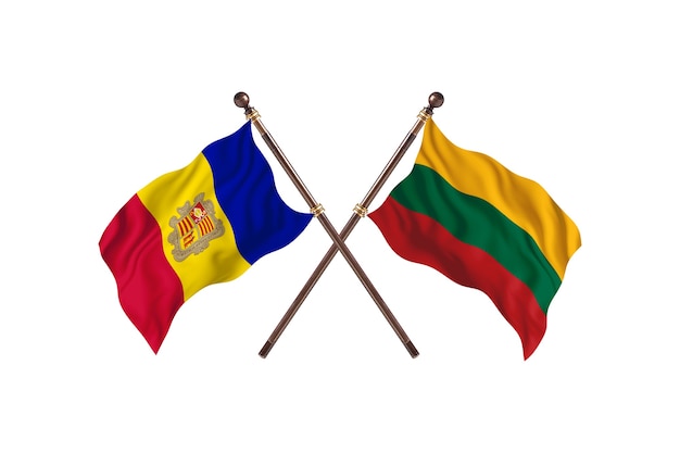 Andorra versus Lituânia Fundo de bandeiras de dois países