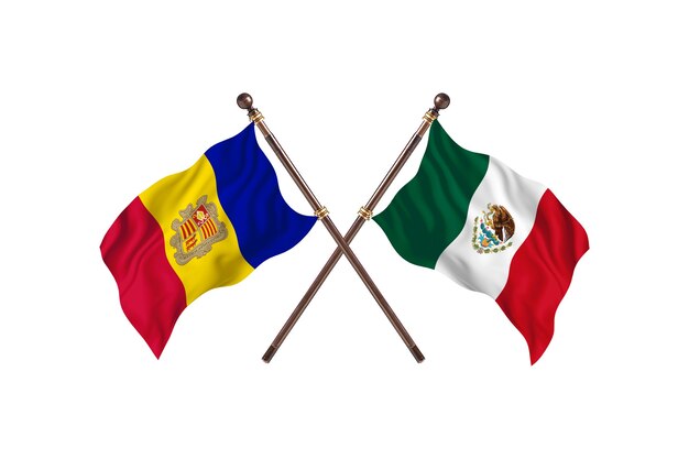 Andorra versus México Duas bandeiras de fundo de países
