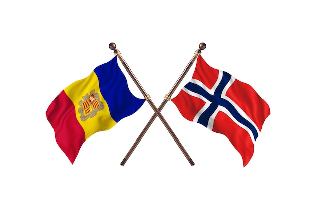 Andorra versus noruega fundo de bandeiras de dois países