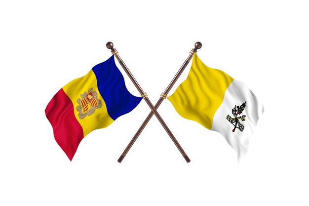 Andorra versus Santa Sé Duas Bandeiras de Países Fundo