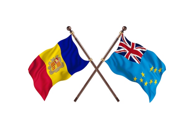 Andorra versus Tuvalu Fundo das bandeiras de dois países