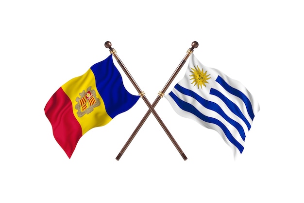 Andorra versus Uruguai Fundo de bandeiras de dois países