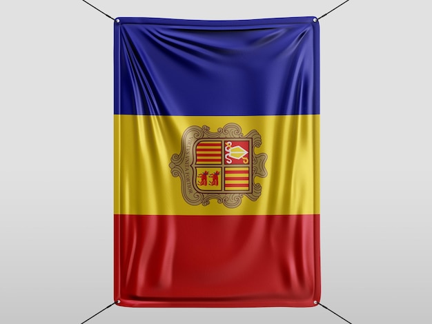Andorrab der 3D-Renderflagge Isolierter und weißer Hintergrund