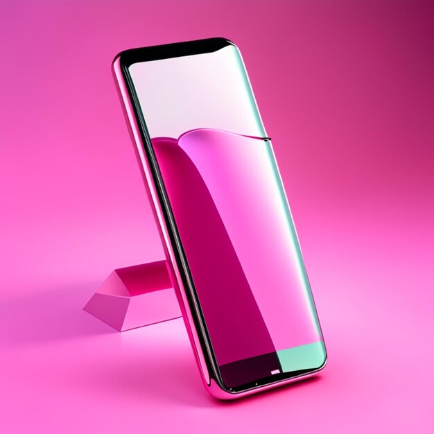 Foto android-handy-glasfilm im 3d-format auf rosa hintergrundgenerative ki-illustration