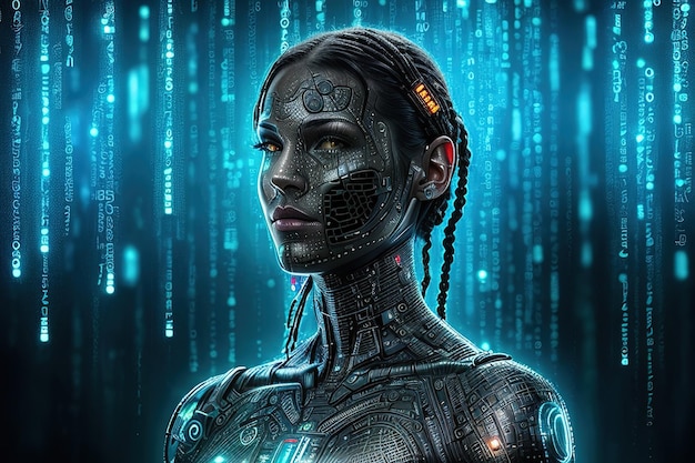 Android im Matrixraum Künstliche Intelligenz in weiblicher Form Generative KI
