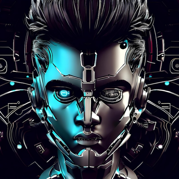 android parece un hombre joven con peinado de ciencia ficción arte de juego muy detallado arte 3d bladerunner