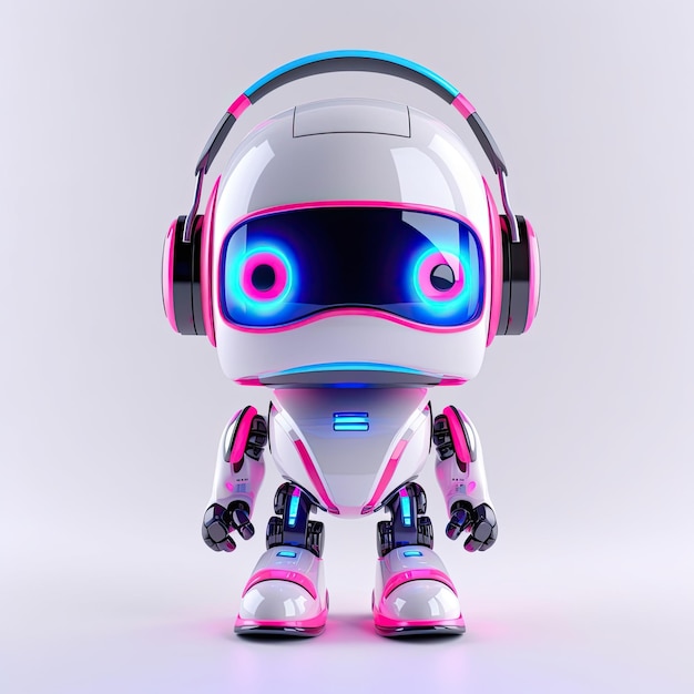 Un androide robot de juguete renderizado que es juguetón, lindo y feliz IA generativa