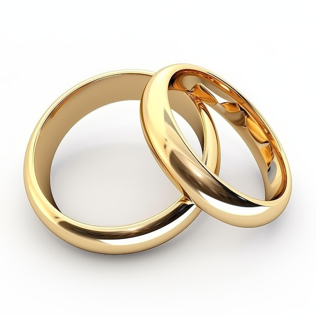 Anéis de casamento de coração elegantes isolados em branco