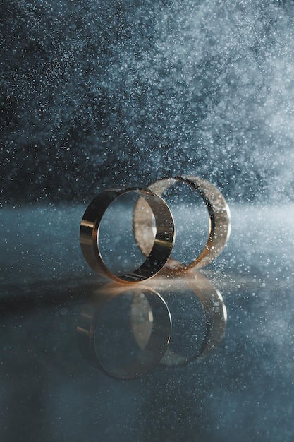 Foto anéis de casamento de ouro para recém-casados anéis de casamento preciosos para um casal para um casamento