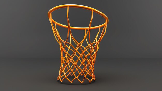 Anel de basquete laranja isolado em um fundo escuro Ilustração de renderização 3D