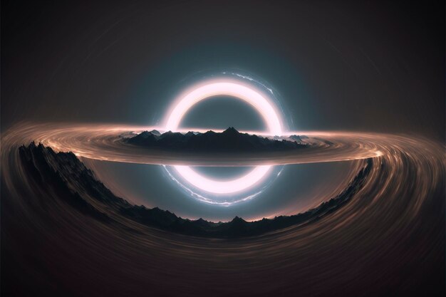 anel de buraco negro brilhante muito longo, céu noturno