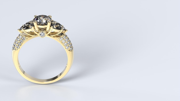 Anel de casamento ouro prata diamante noivado moda casamento pedra 3d render