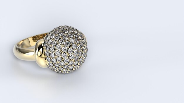 Anel de casamento ouro prata diamante noivado moda casamento pedra 3d render