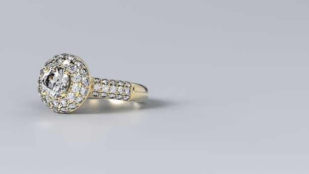 Anel de casamento ouro prata diamante noivado moda casamento pedra 3d render