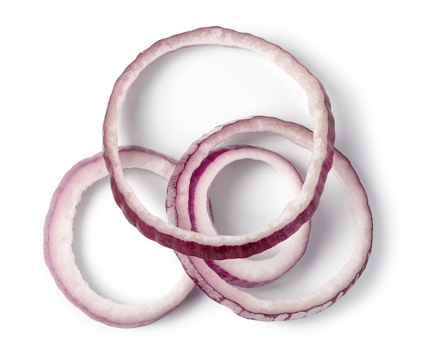 Foto anel de cebola roxa fatiado
