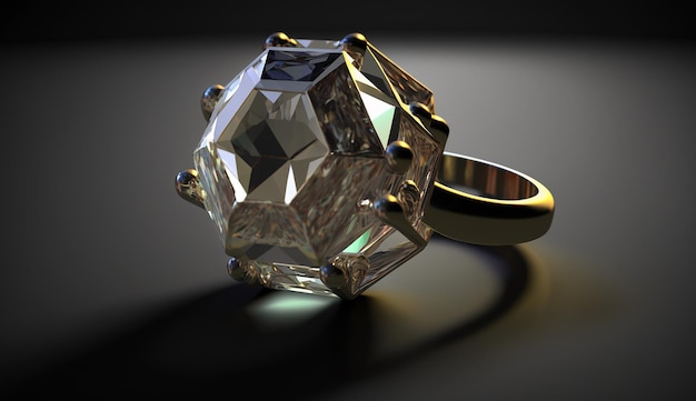 Anel de diamante ouro quadrado luxuoso brilhante arte gerada por ai