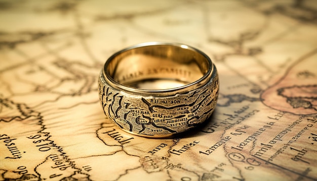 Foto anel de estilo elfo o anel tem letras élficas curvadas dentro