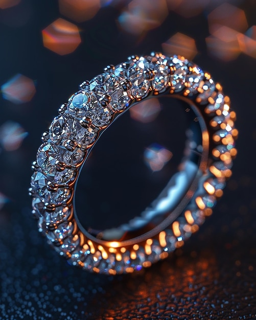 Foto anel de eternidade de diamante em platina um papel de parede