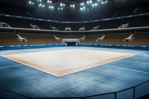 Anel de luta sumo em silêncio num estádio