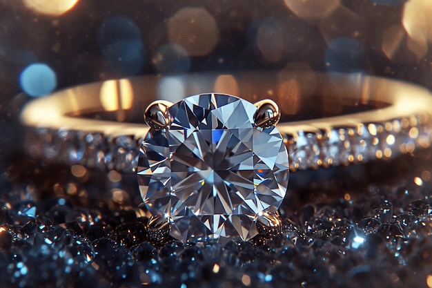 Anel de noivado de diamante Solitaire jóias de luxo em close-up