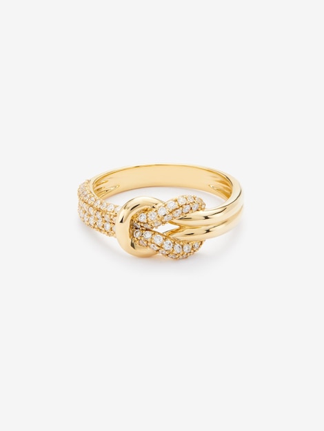 Anel de ouro com topaço e diamantes, incluindo caminho de corte