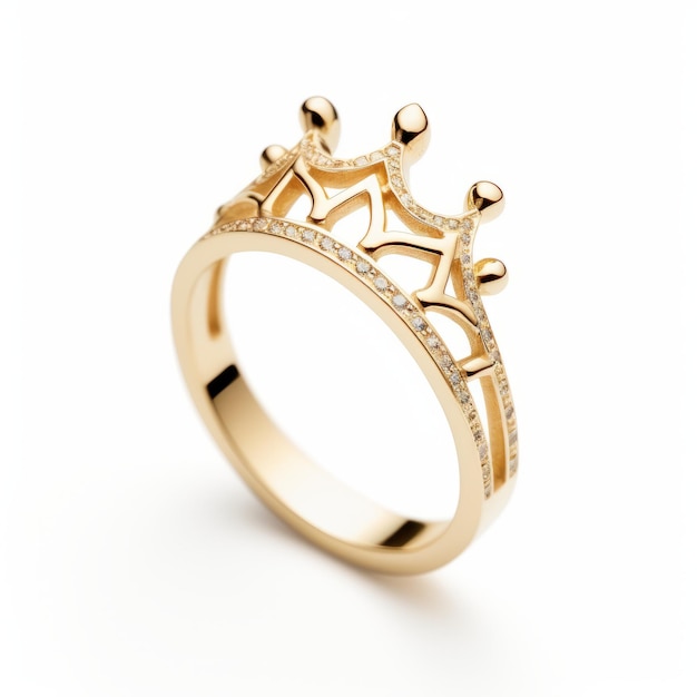 Foto anel de ouro de coroa de tiara com diamantes para mulheres