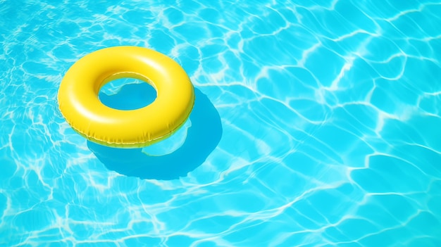 Anel de piscina flutuando em água azul