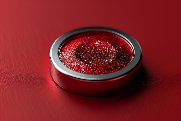 Anel vermelho com glitter prateado