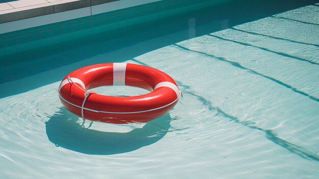 anel vermelho na piscina nas férias de verão