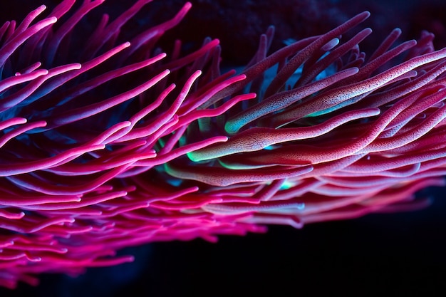 Anémonas Corales en un acuario marino.