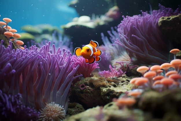 Anemonen mit bunten Clownfischen